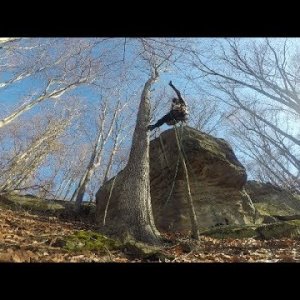 Monkeying Around - Recreational Tree Climbing on a Rocky Hillside